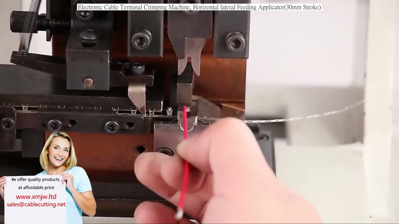 Electronic Cable Terminal Crimping Machine, Horizontal Lateral Feeding Applicator 30mm Stroke